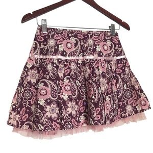 The Limited Y2K Pink Floral Paisley Print Sequins Poof Skirt Girls Sz 12 Fairy